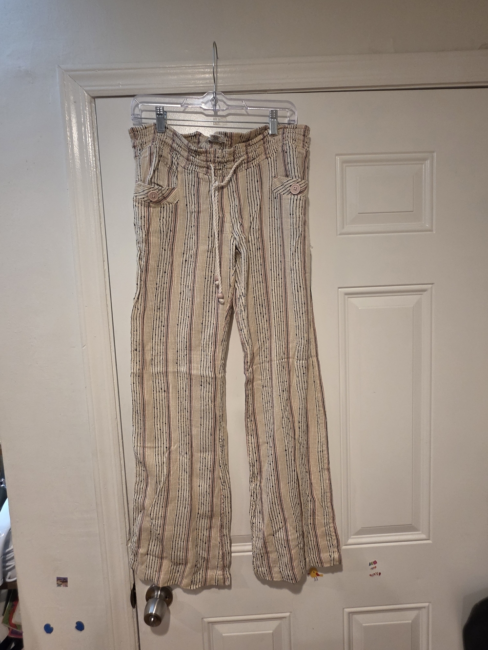 Billabong Beige Striped Wide-Leg Pants